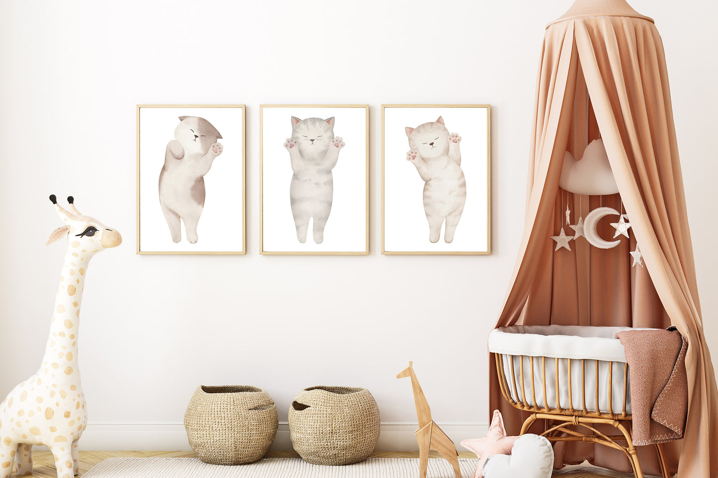 Sleeping Kittens - Set of 3 Nursery Prints