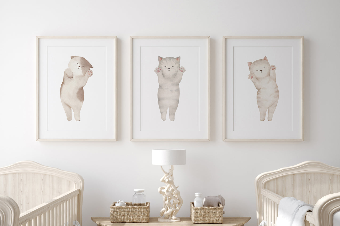 Sleeping Kittens - Set of 3 Nursery Prints