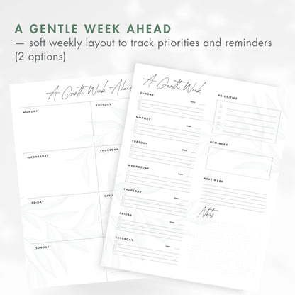 Soft Days | Gentle Printable Planner for ADHD & Neurodivergent Minds, Monthly Weekly Daily PDF