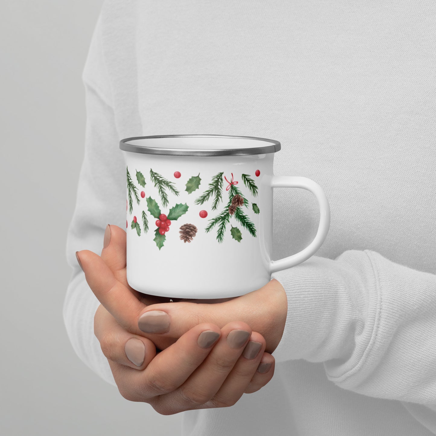 Enamel Mug - Festive greenery