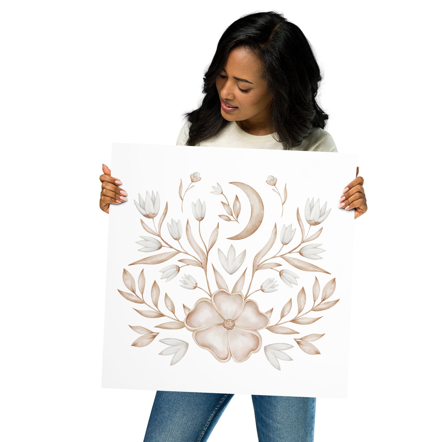 Matte Paper Poster - Moonlit Blooms