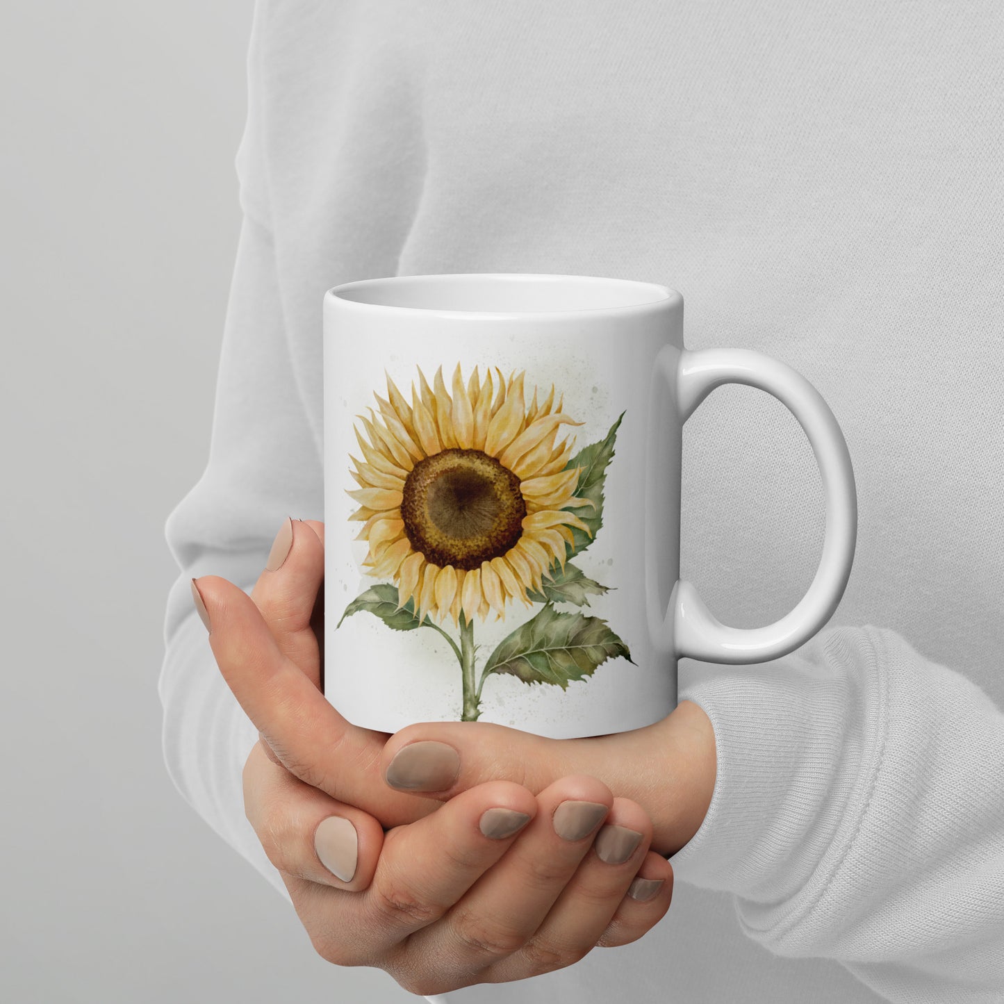 White glossy mug - Sunflower