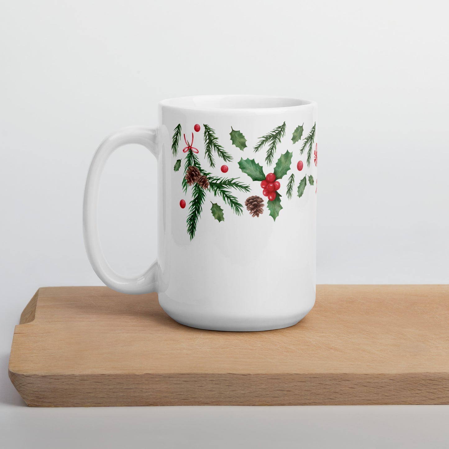 Festive greenery glossy mug