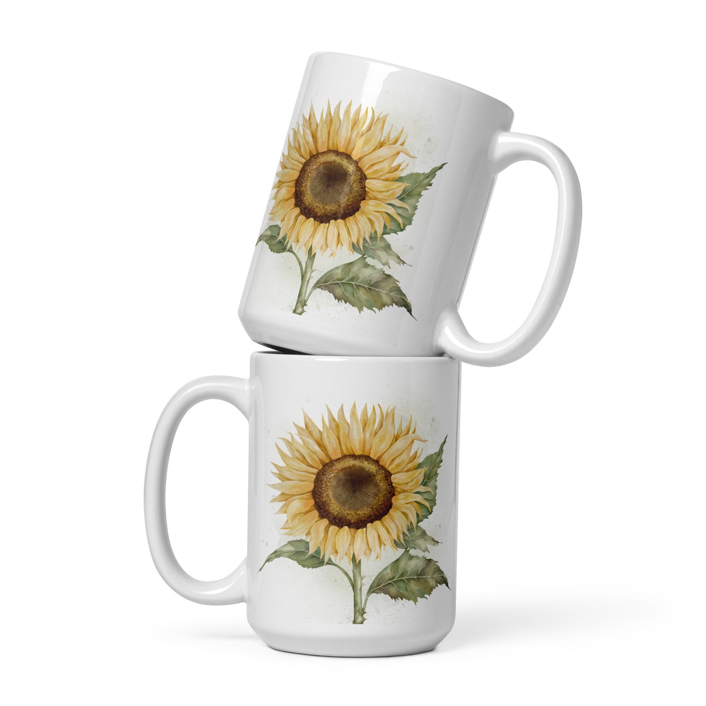 White glossy mug - Sunflower