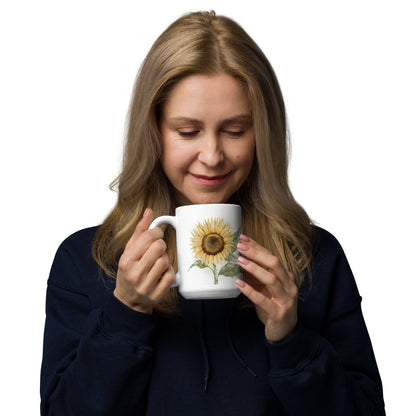 White glossy mug - Sunflower