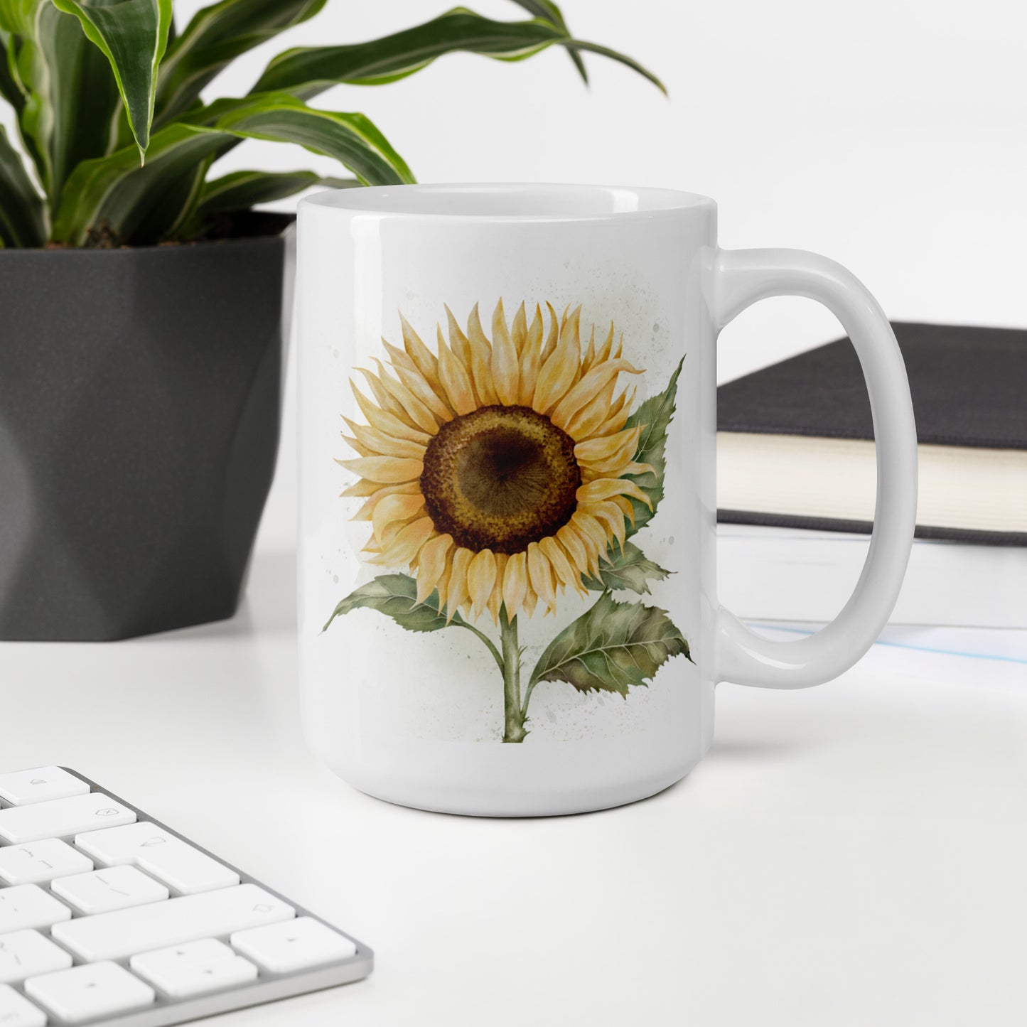 White glossy mug - Sunflower