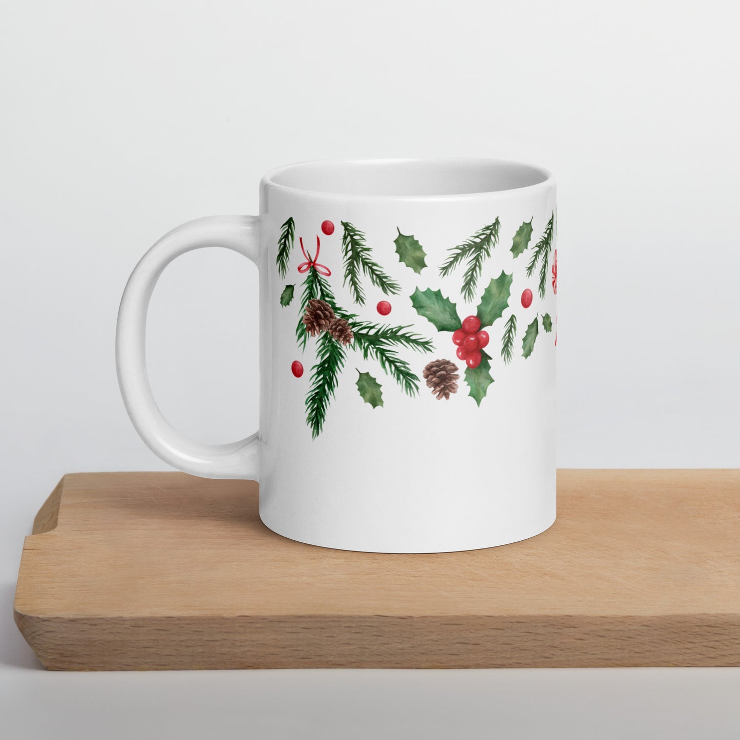 Festive greenery glossy mug