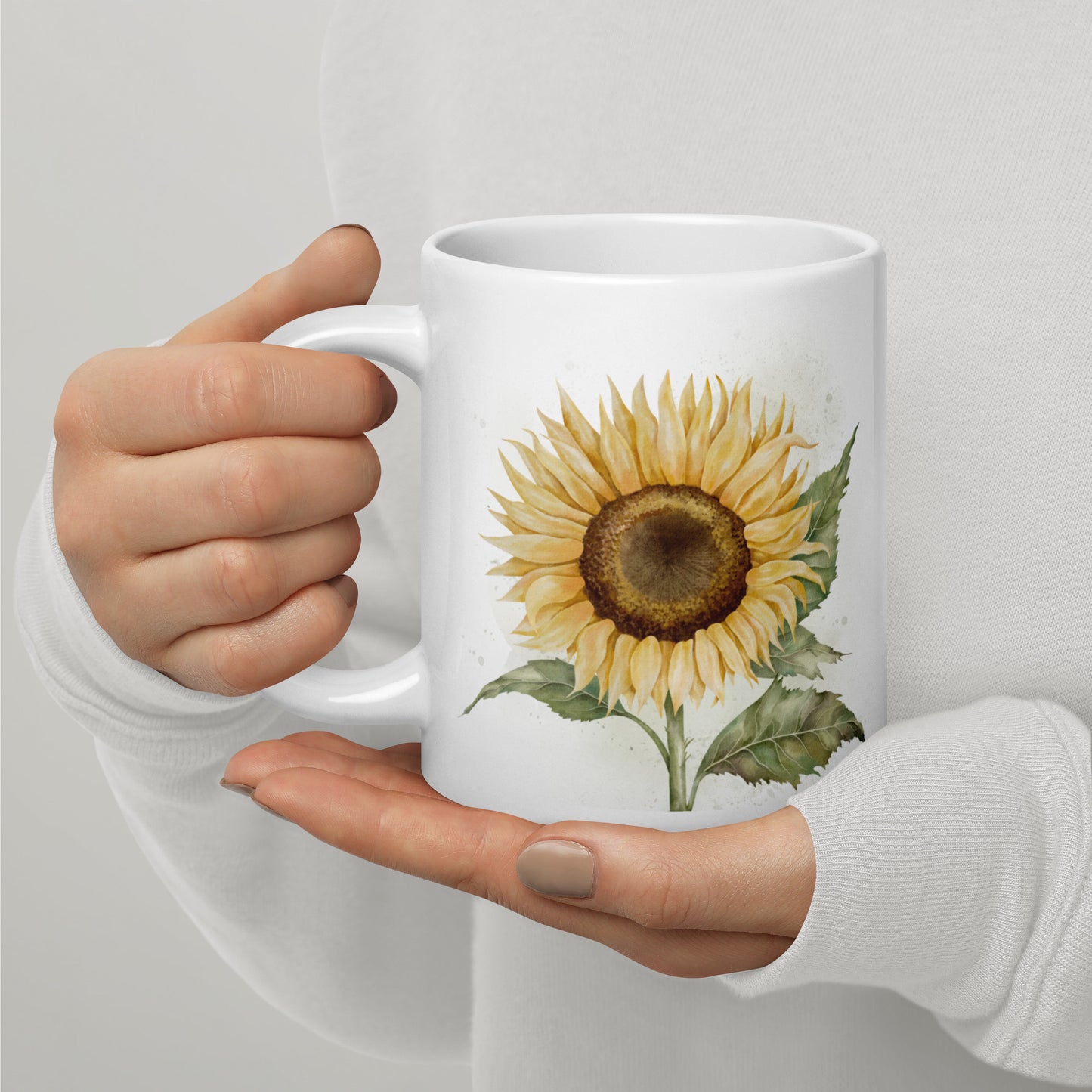 White glossy mug - Sunflower