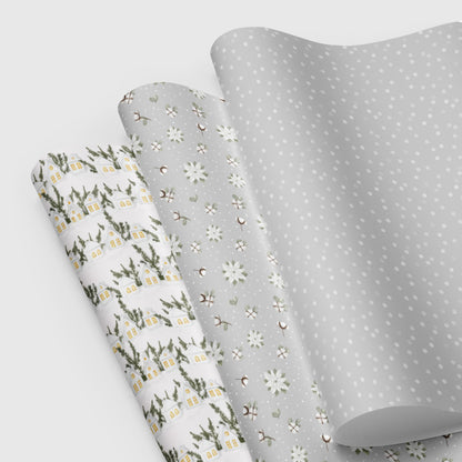 Wrapping paper sheets - Grey, horizontal